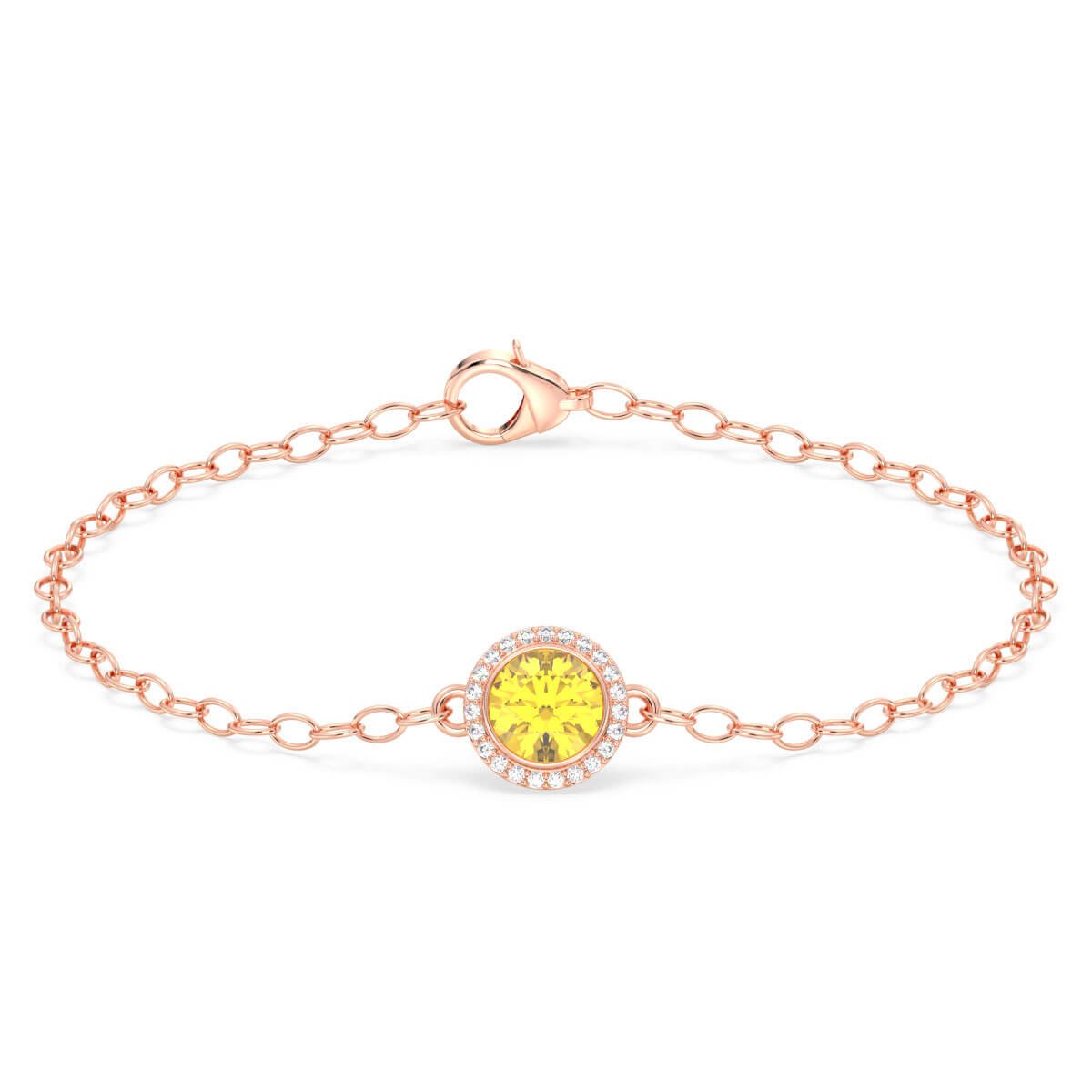 Citrine Sun with Encrusted Moissanite Bracelet - Rose