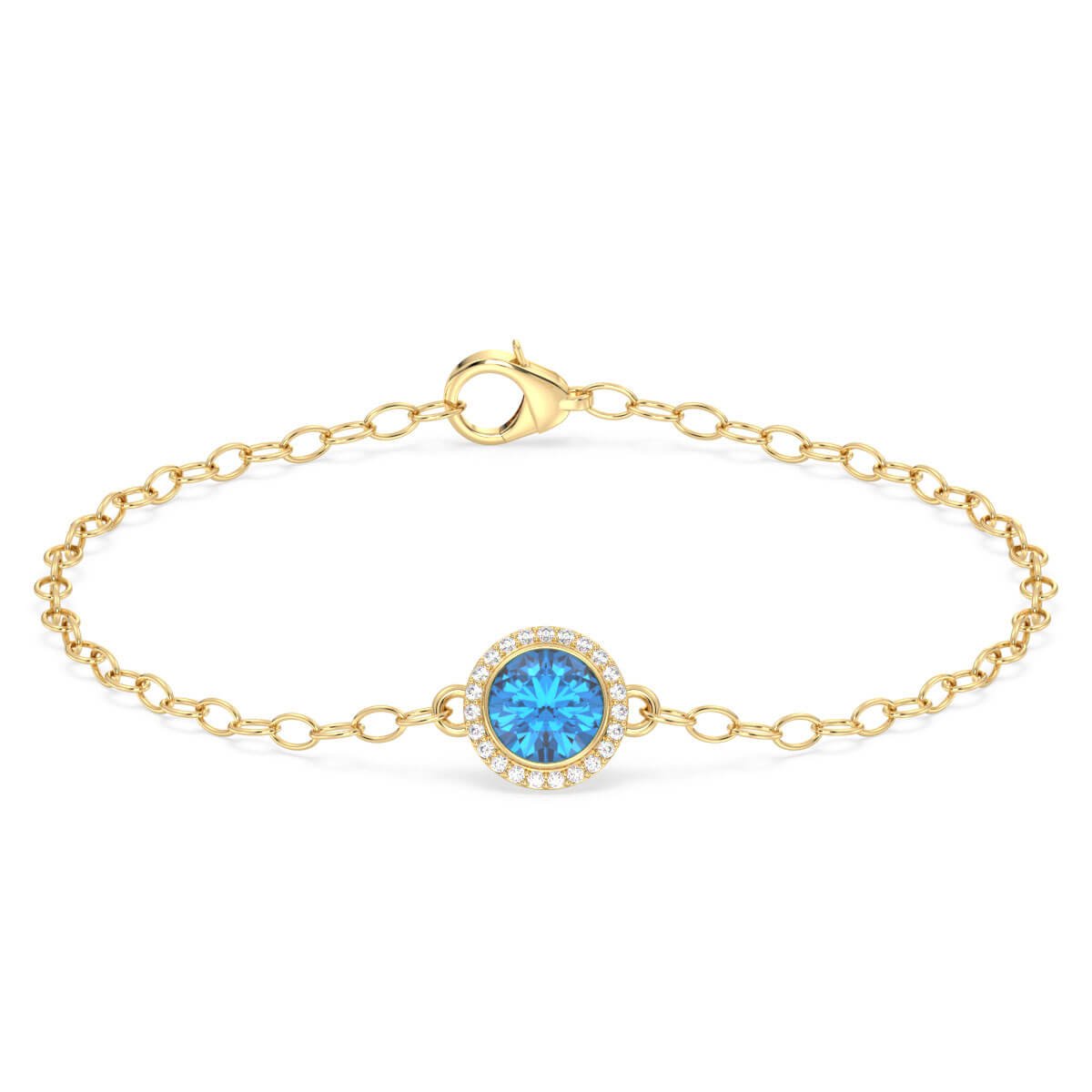 Swiss Blue Topaz Sun with Encrusted Moissanite Bracelet - Yellow