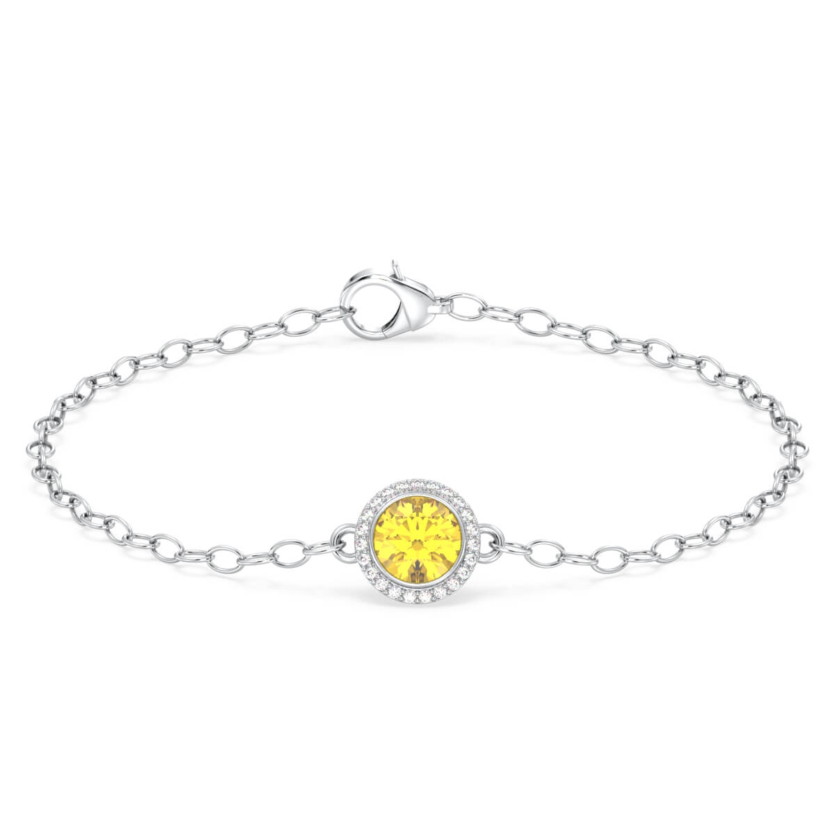 Citrine Sun with Encrusted Moissanite Bracelet - White