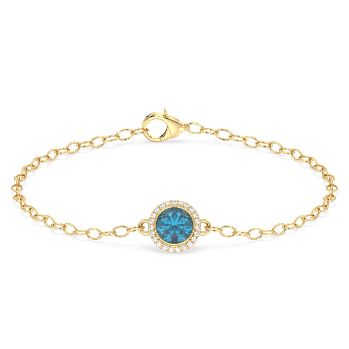 London Blue Topaz Sun with Encrusted Moissanite Bracelet - Yellow