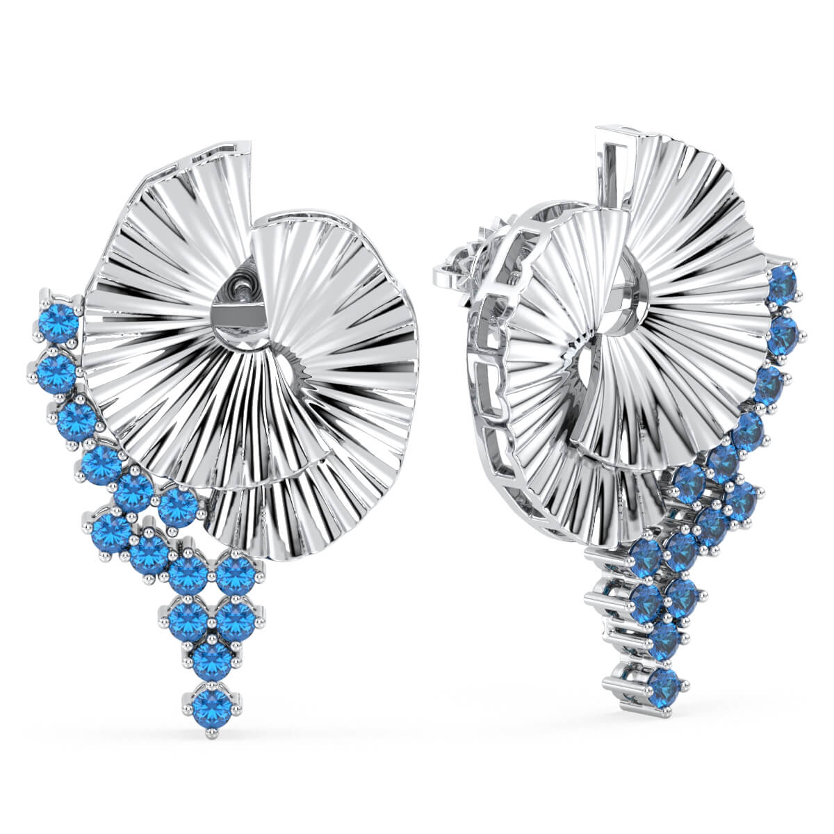 Era Of Nature- Swiss Blue Topaz Swirl Earrings - White