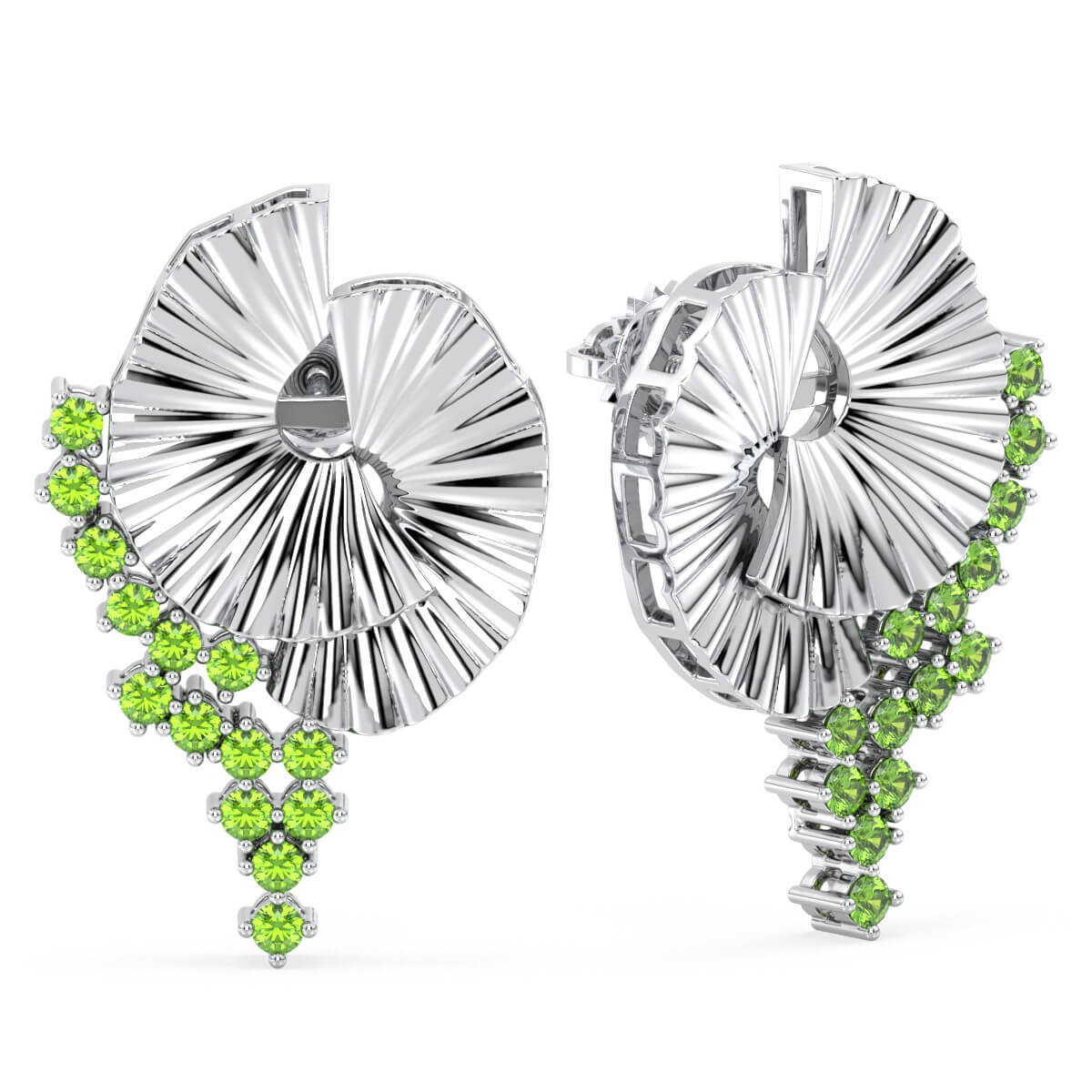 Era Of Nature- Peridot Topaz Swirl Earrings - White