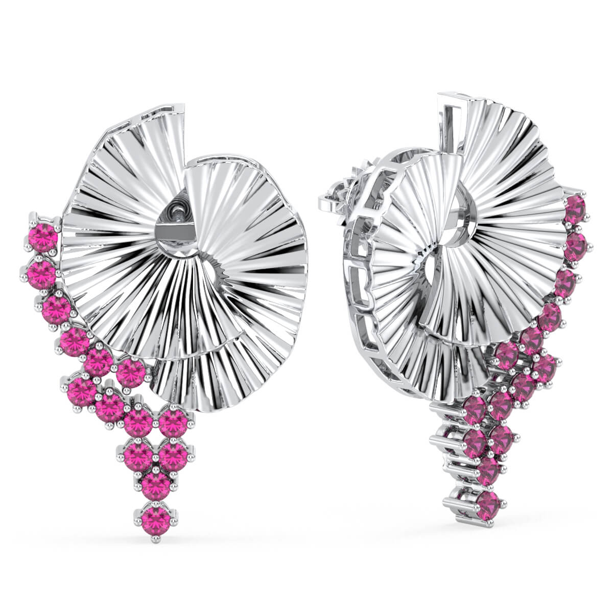 Era Of Nature- Pink Topaz Swirl Earrings - White