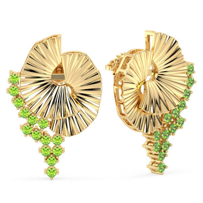 Era Of Nature- Peridot Topaz Swirl Earrings - Yellow