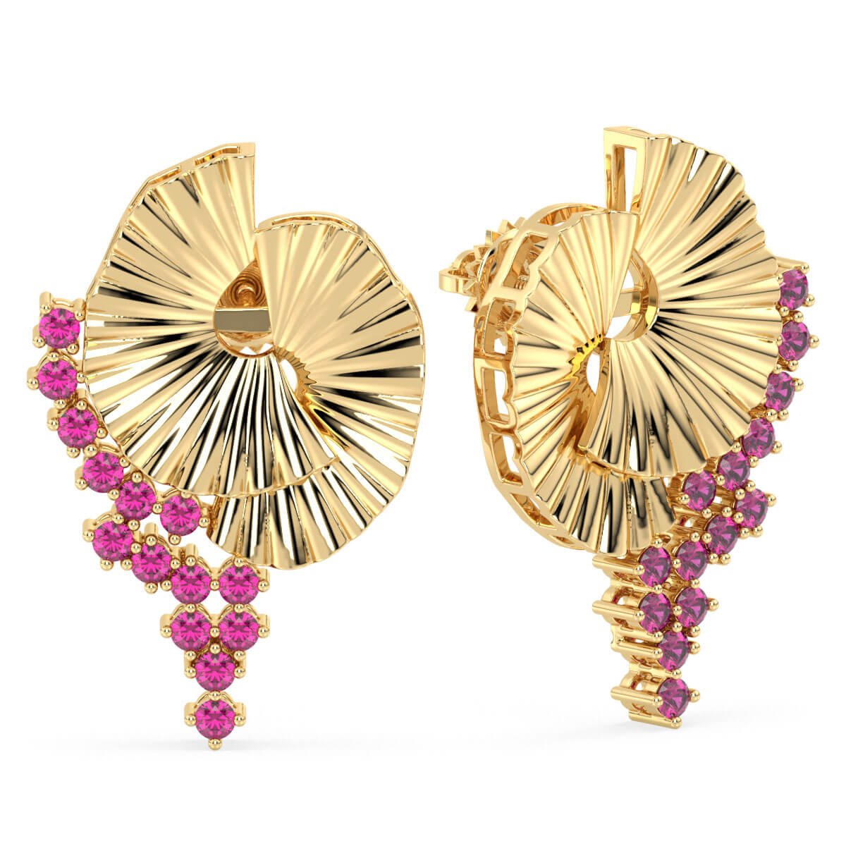 Era Of Nature- Pink Topaz Swirl Earrings - Yellow