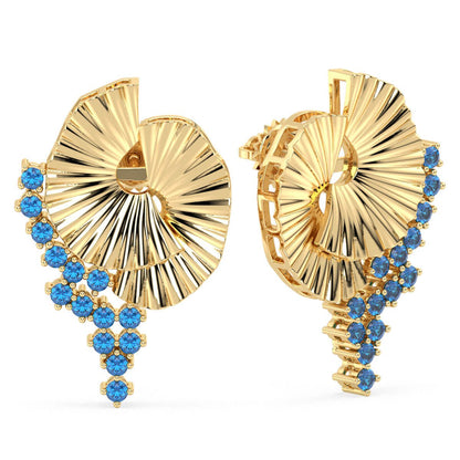 Era Of Nature- Swiss Blue Topaz Swirl Earrings - Yellow