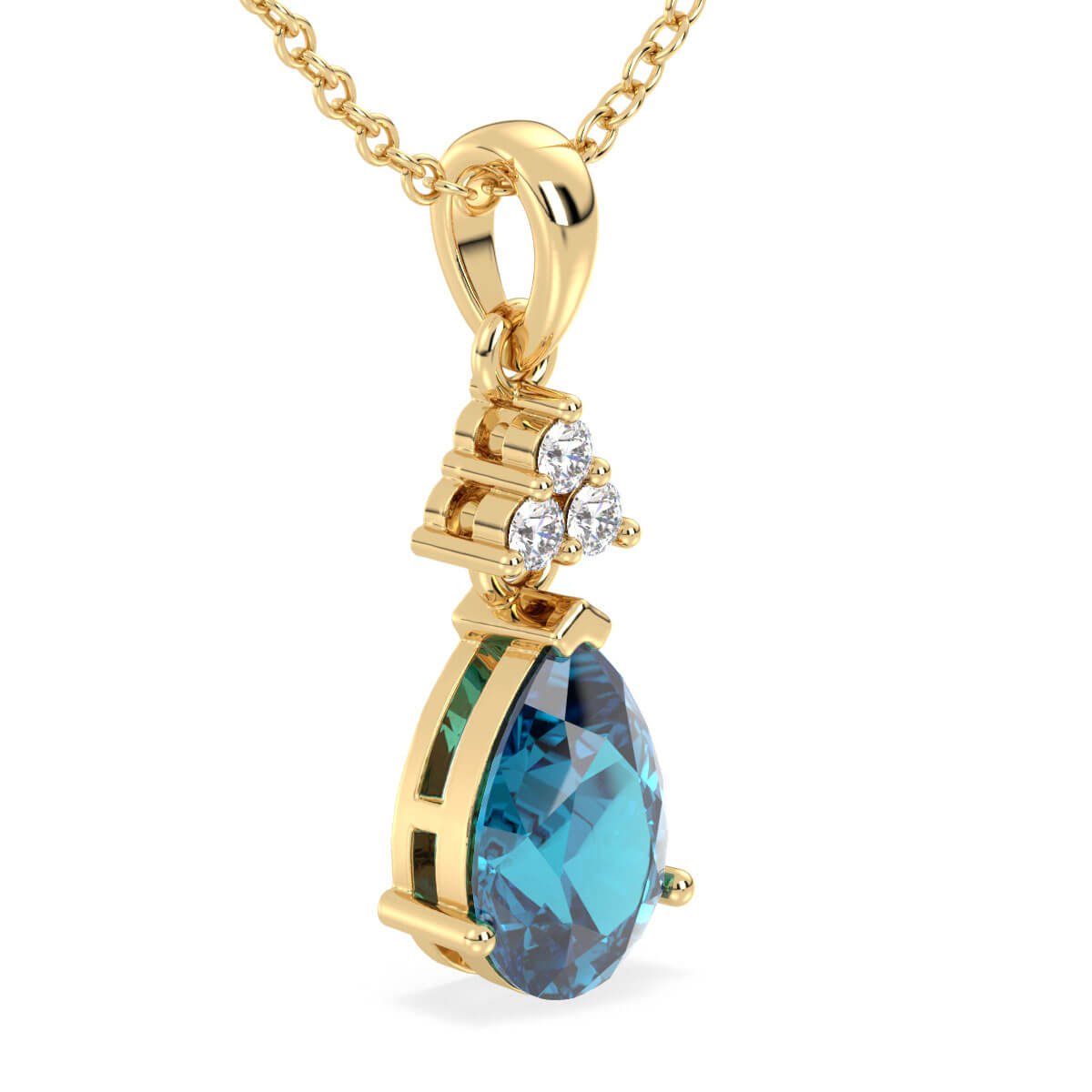 Swiss Blue Topaz Teardrop Pendant-Yellow