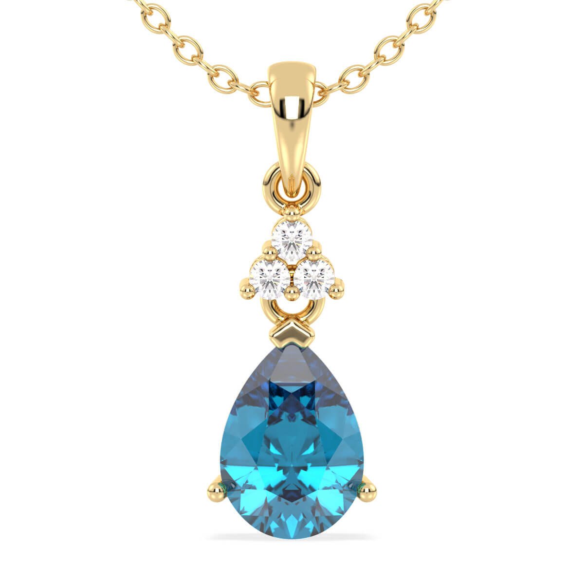 Swiss Blue Topaz Teardrop Pendant-Yellow