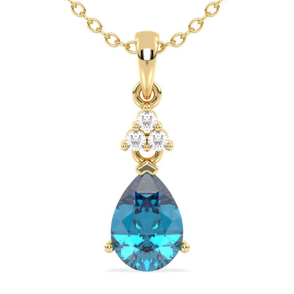 Swiss Blue Topaz Teardrop Pendant-Yellow