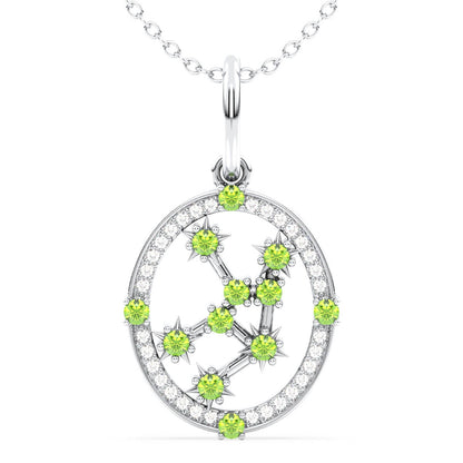 Era Of You- Virgo Zodiac Peridot Pendant-White